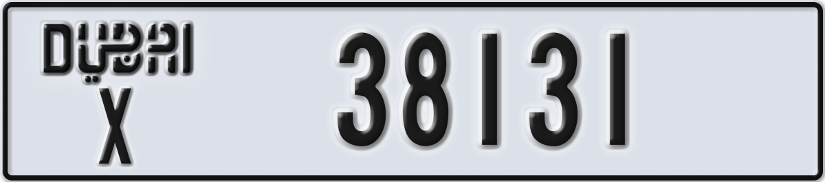 dubai License Plate Number 38131 Code X