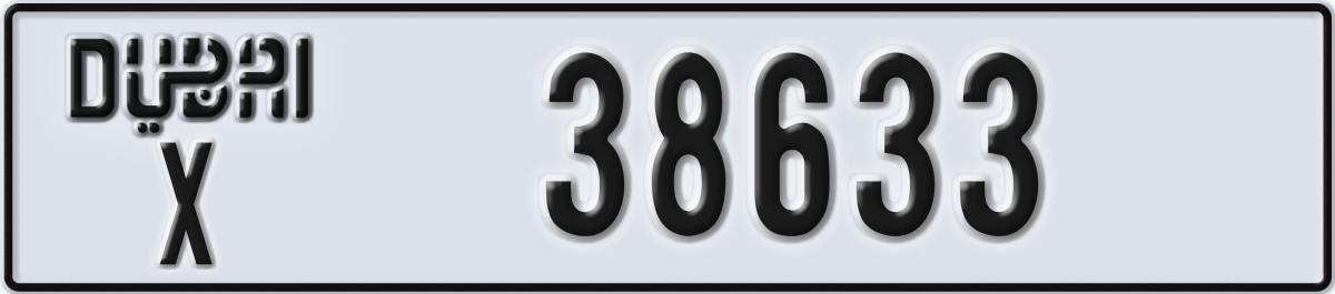 dubai License Plate Number 38633 Code X