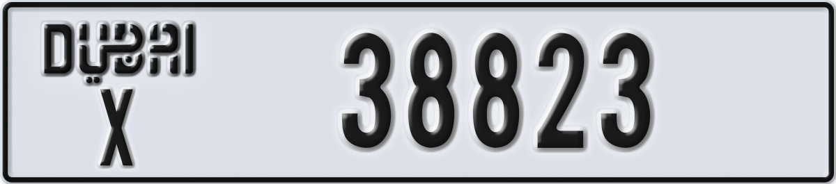 dubai License Plate Number 38823 Code X