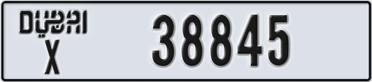 dubai License Plate Number 38845 Code X