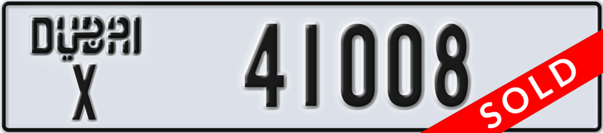 dubai License Plate Number 41008 Code X