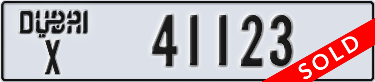 dubai License Plate Number 41123 Code X