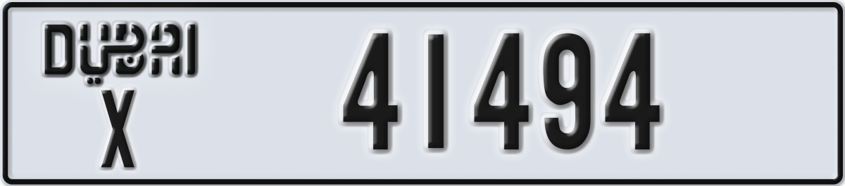 dubai License Plate Number 41494 Code X