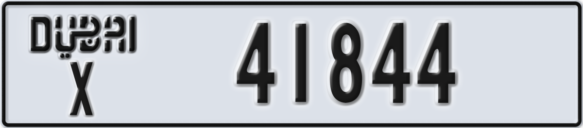 dubai License Plate Number 41844 Code X