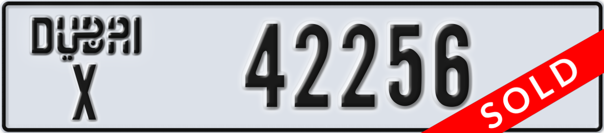 dubai License Plate Number 42256 Code X