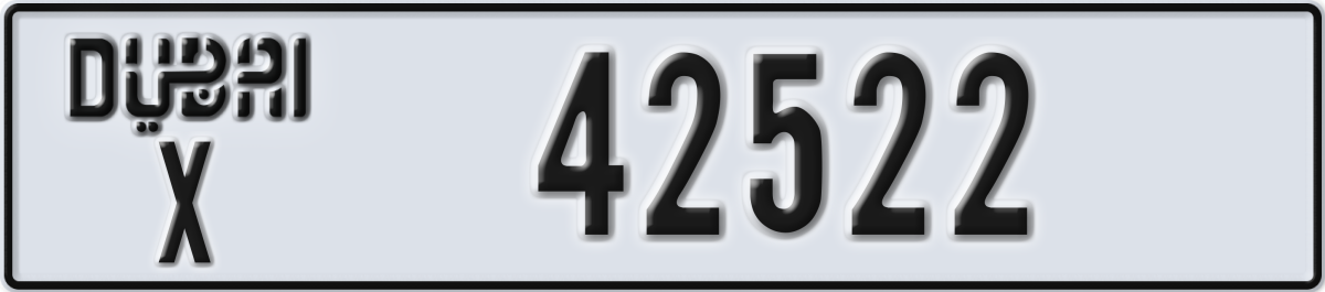 dubai License Plate Number 42522 Code X