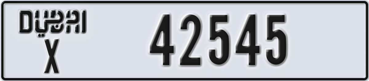 dubai License Plate Number 42545 Code X