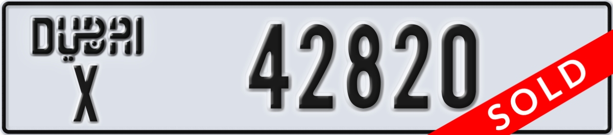 dubai License Plate Number 42820 Code X