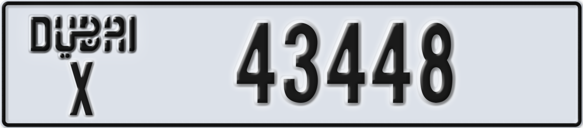 dubai License Plate Number 43448 Code X
