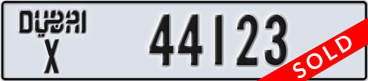 dubai License Plate Number 44123 Code X
