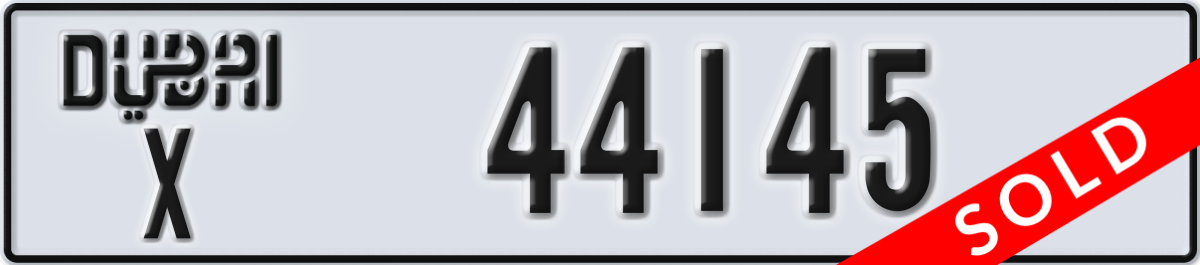 dubai License Plate Number 44145 Code X