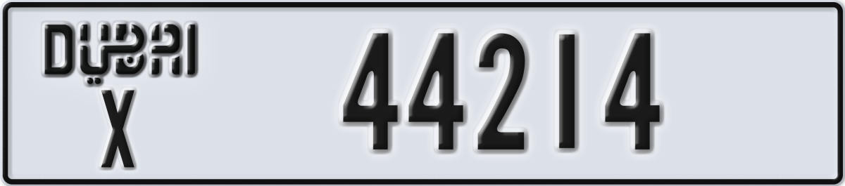 dubai License Plate Number 44214 Code X