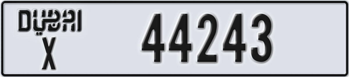 dubai License Plate Number 44243 Code X