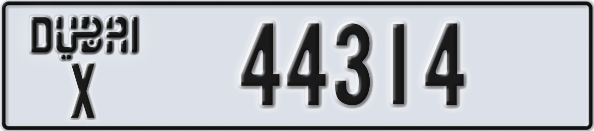 dubai License Plate Number 44314 Code X