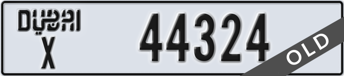 dubai License Plate Number 44324 Code X
