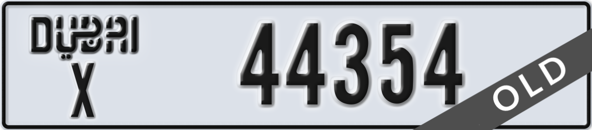 dubai License Plate Number 44354 Code X