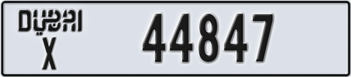 dubai License Plate Number 44847 Code X