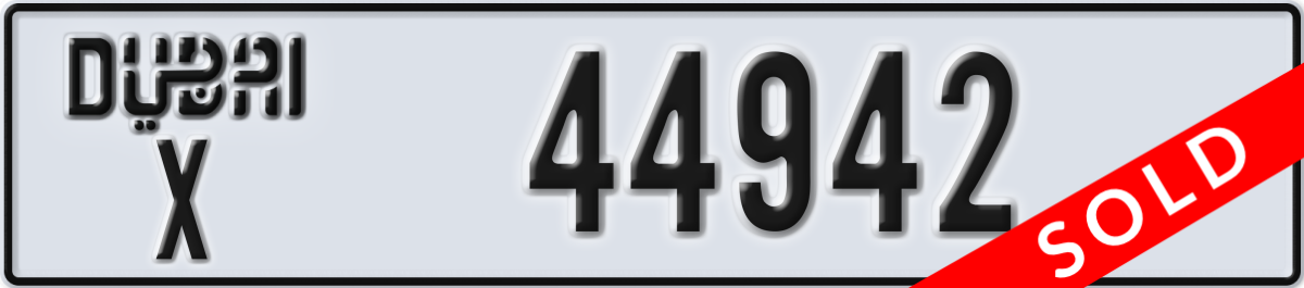 dubai License Plate Number 44942 Code X