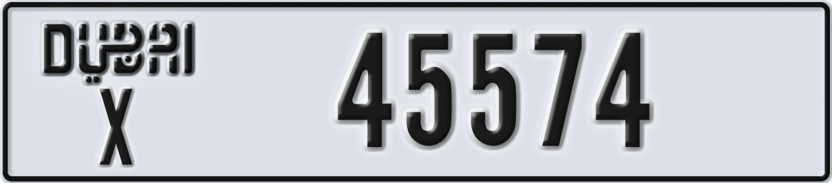 dubai License Plate Number 45574 Code X