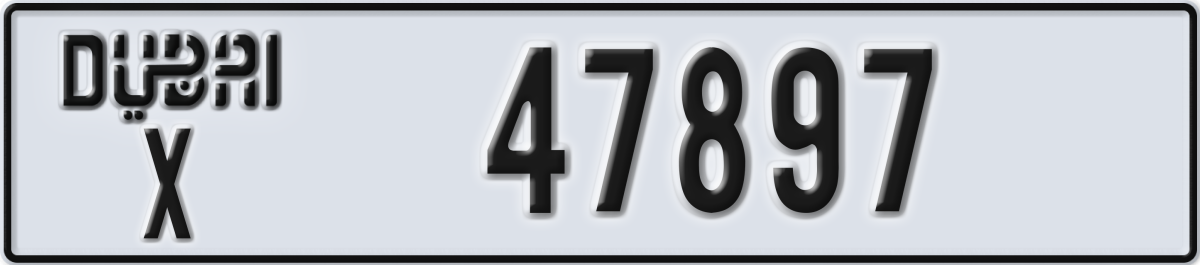 dubai License Plate Number 47897 Code X
