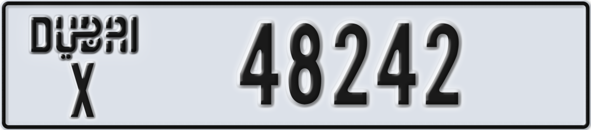 dubai License Plate Number 48242 Code X