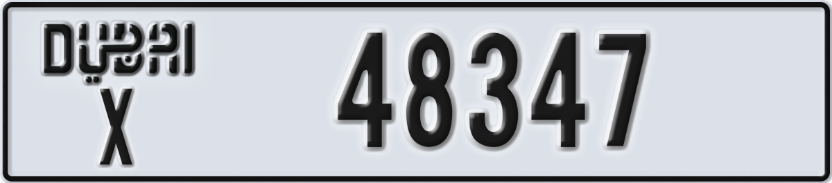 dubai License Plate Number 48347 Code X
