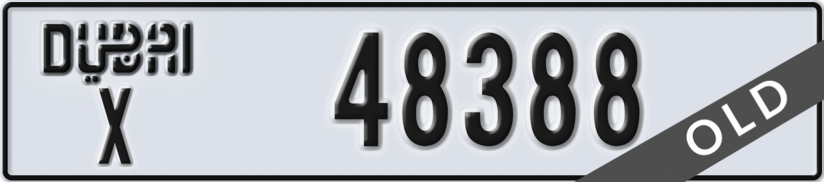 dubai License Plate Number 48388 Code X