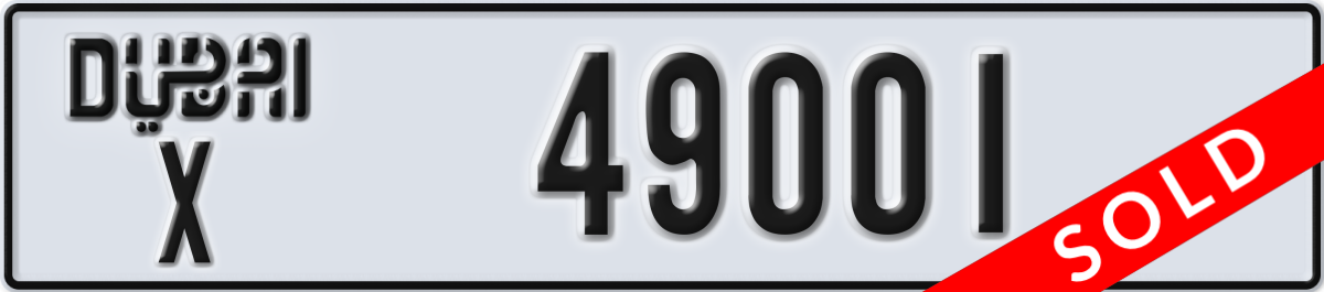 dubai License Plate Number 49001 Code X