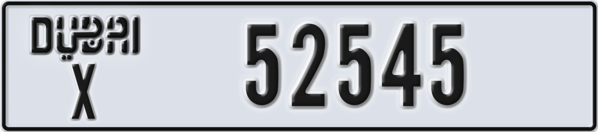 dubai License Plate Number 52545 Code X