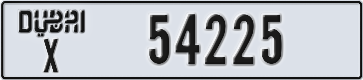 dubai License Plate Number 54225 Code X