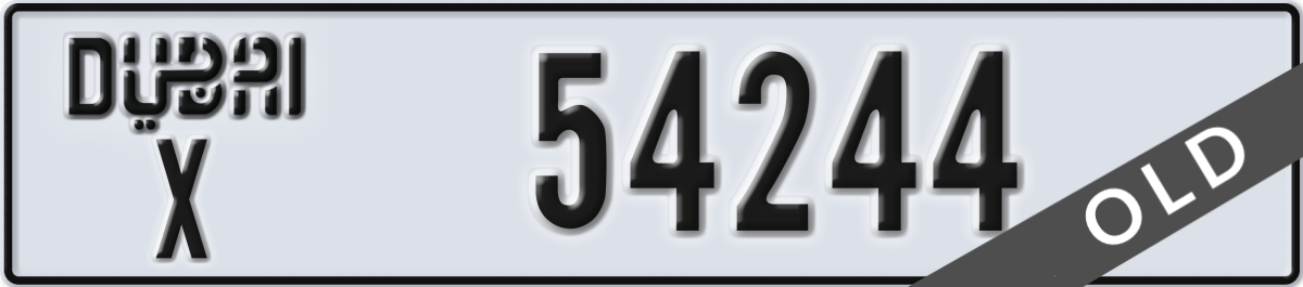 dubai License Plate Number 54244 Code X