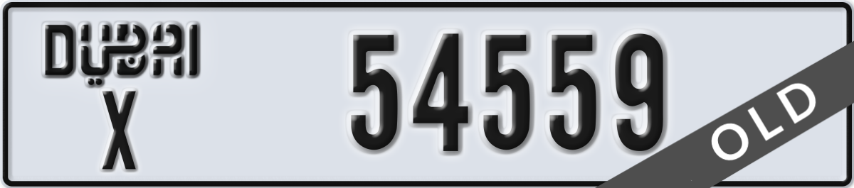 dubai License Plate Number 54559 Code X