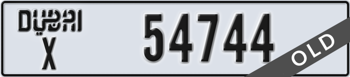 dubai License Plate Number 54744 Code X