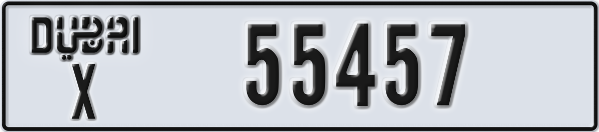 dubai License Plate Number 55457 Code X