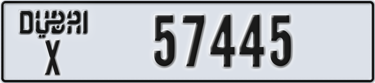 dubai License Plate Number 57445 Code X