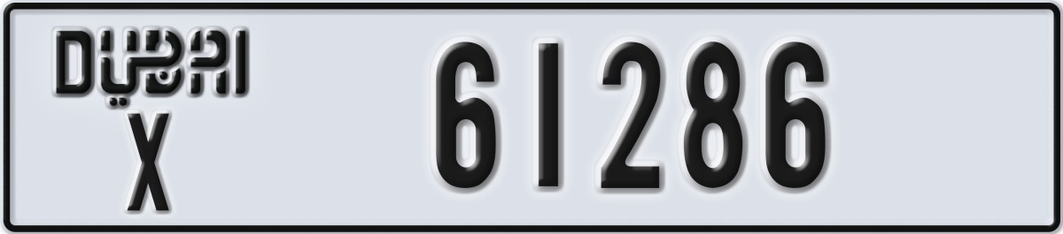 dubai License Plate Number 61286 Code X
