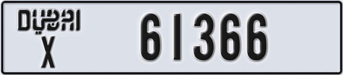 dubai License Plate Number 61366 Code X