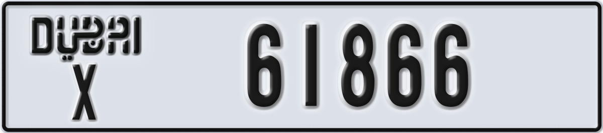 dubai License Plate Number 61866 Code X