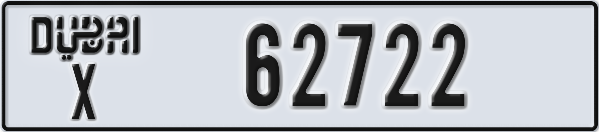 dubai License Plate Number 62722 Code X