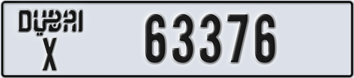 dubai License Plate Number 63376 Code X