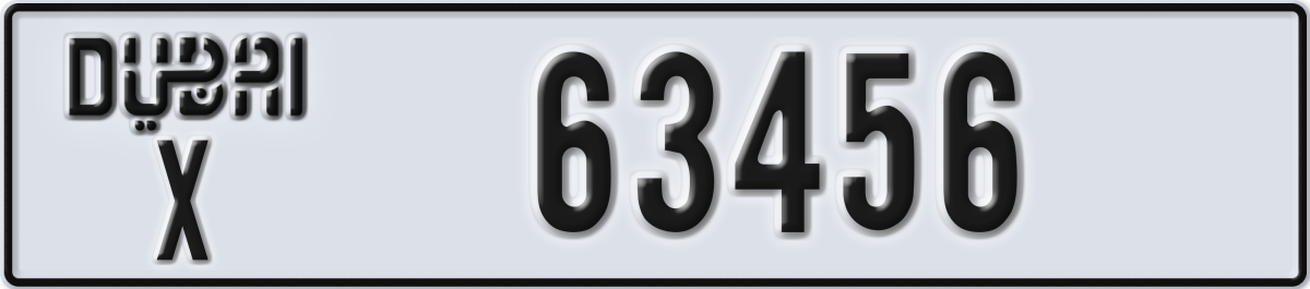 dubai License Plate Number 63456 Code X