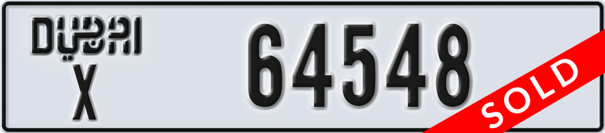 dubai License Plate Number 64548 Code X