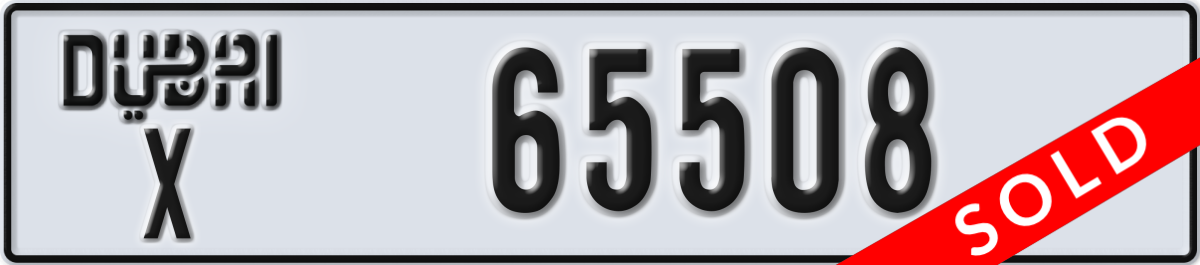 dubai License Plate Number 65508 Code X