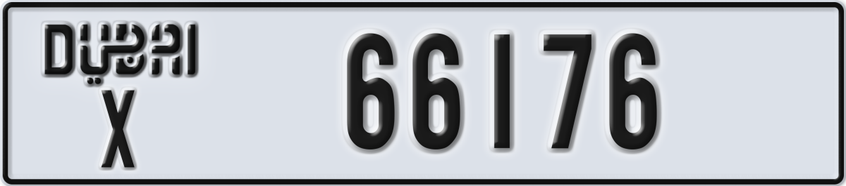 dubai License Plate Number 66176 Code X