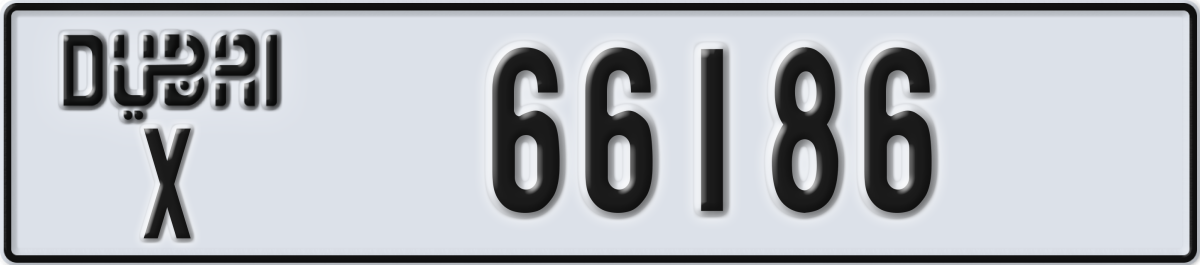 dubai License Plate Number 66186 Code X