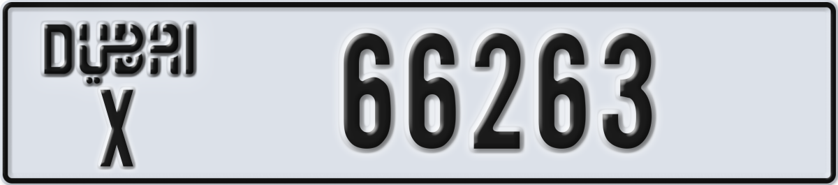 dubai License Plate Number 66263 Code X