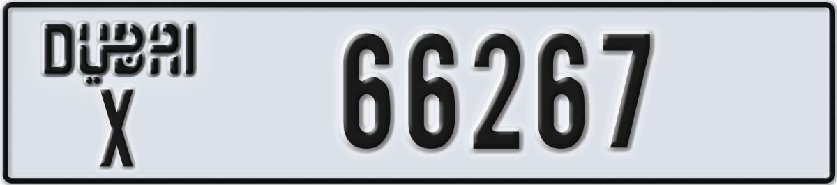 dubai License Plate Number 66267 Code X