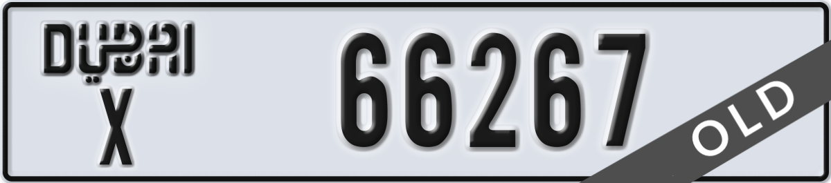 dubai License Plate Number 66267 Code X