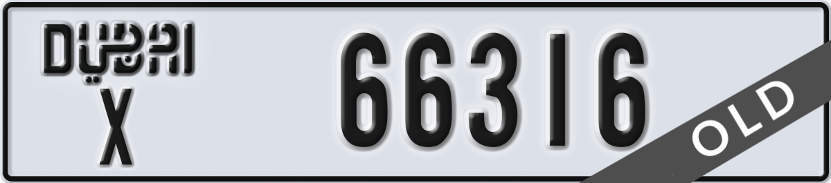dubai License Plate Number 66316 Code X