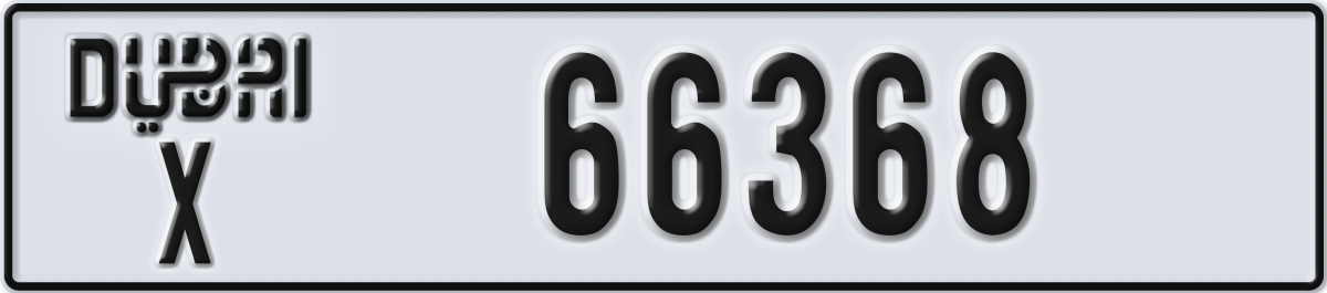 dubai License Plate Number 66368 Code X